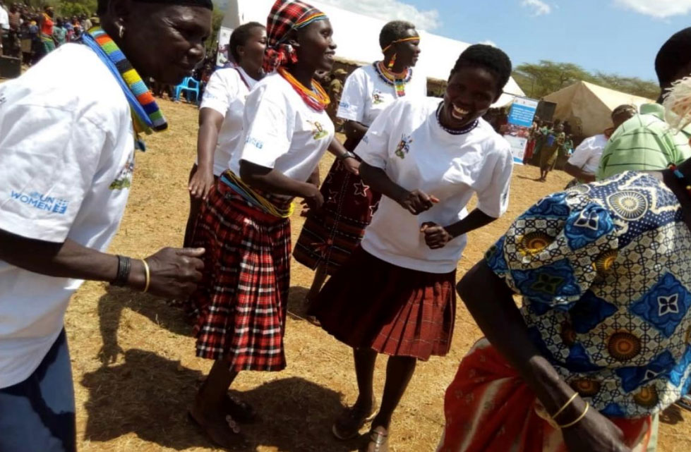 Trained female champions in a celebratory mood during the celebration in 2019 Moroto District, passing of the Succession (Amendment) Bill 2018 will go a long way in securing the land rights of such women. (Photo credit SR Akutui, LANDnet)